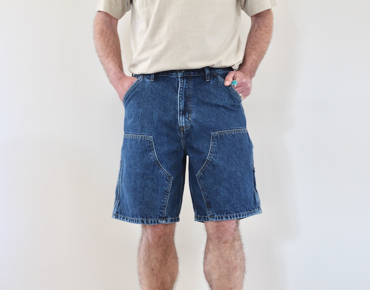 Carhartt Wip Double Knee Short Blue Stone Washed