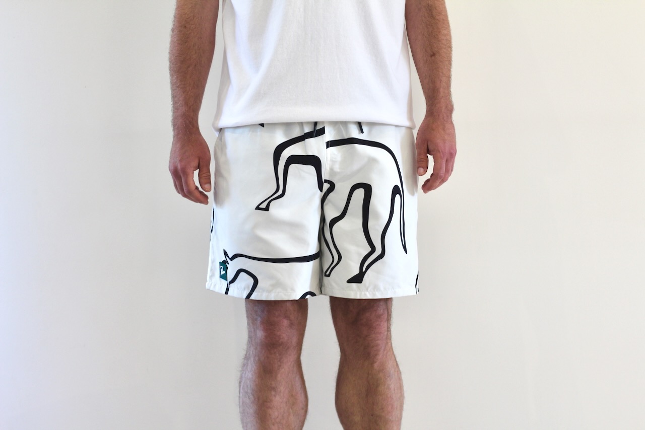 By Parra Yoga Walks swim short white
