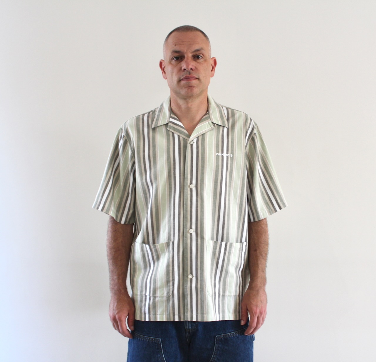 Carhartt Wip Folsey Shirt Stripe Pale Olive