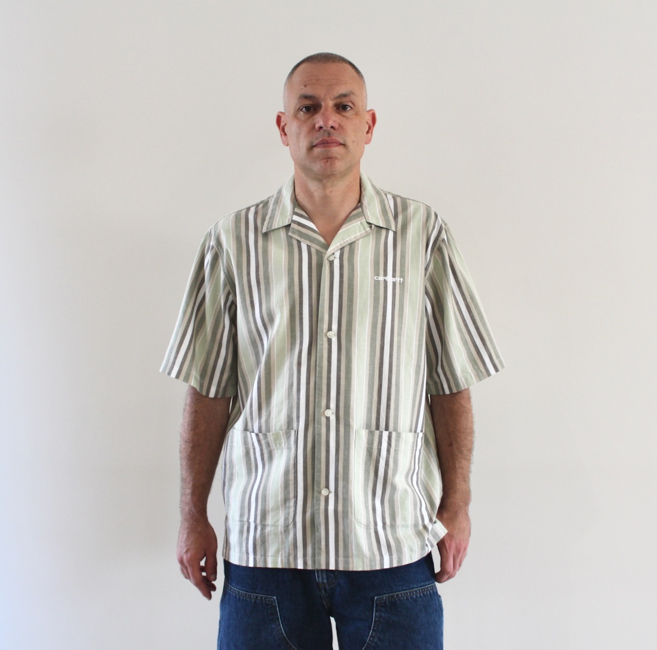 Carhartt Wip Folsey Shirt Stripe Pale Olive