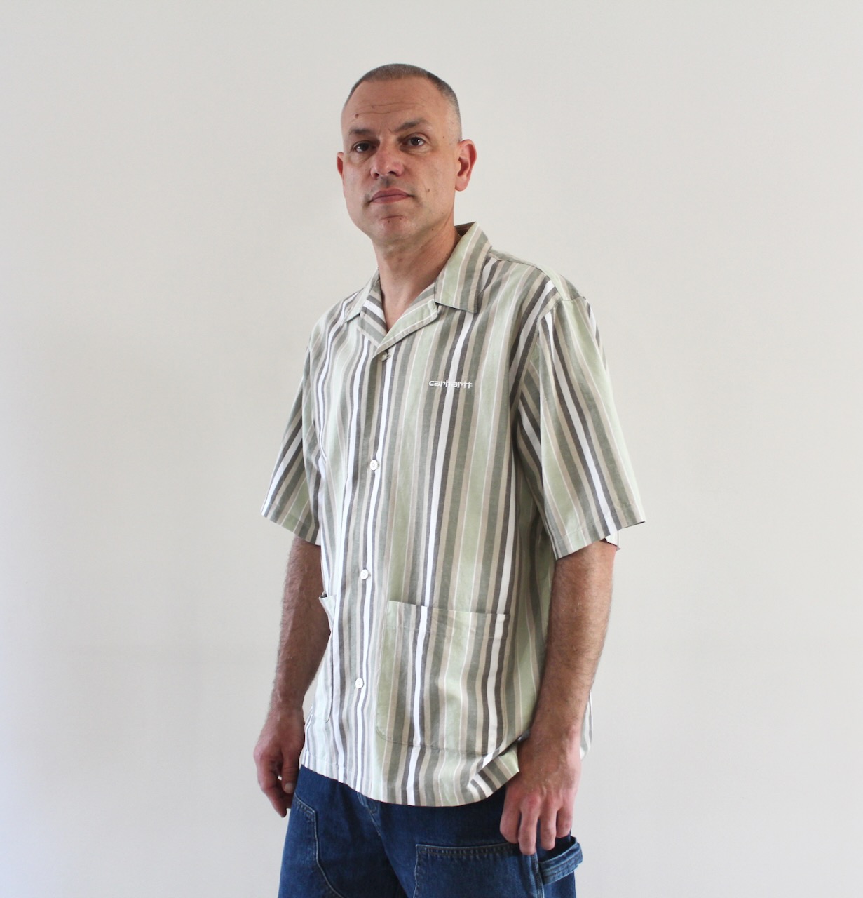 Carhartt Wip Folsey Shirt Stripe Pale Olive