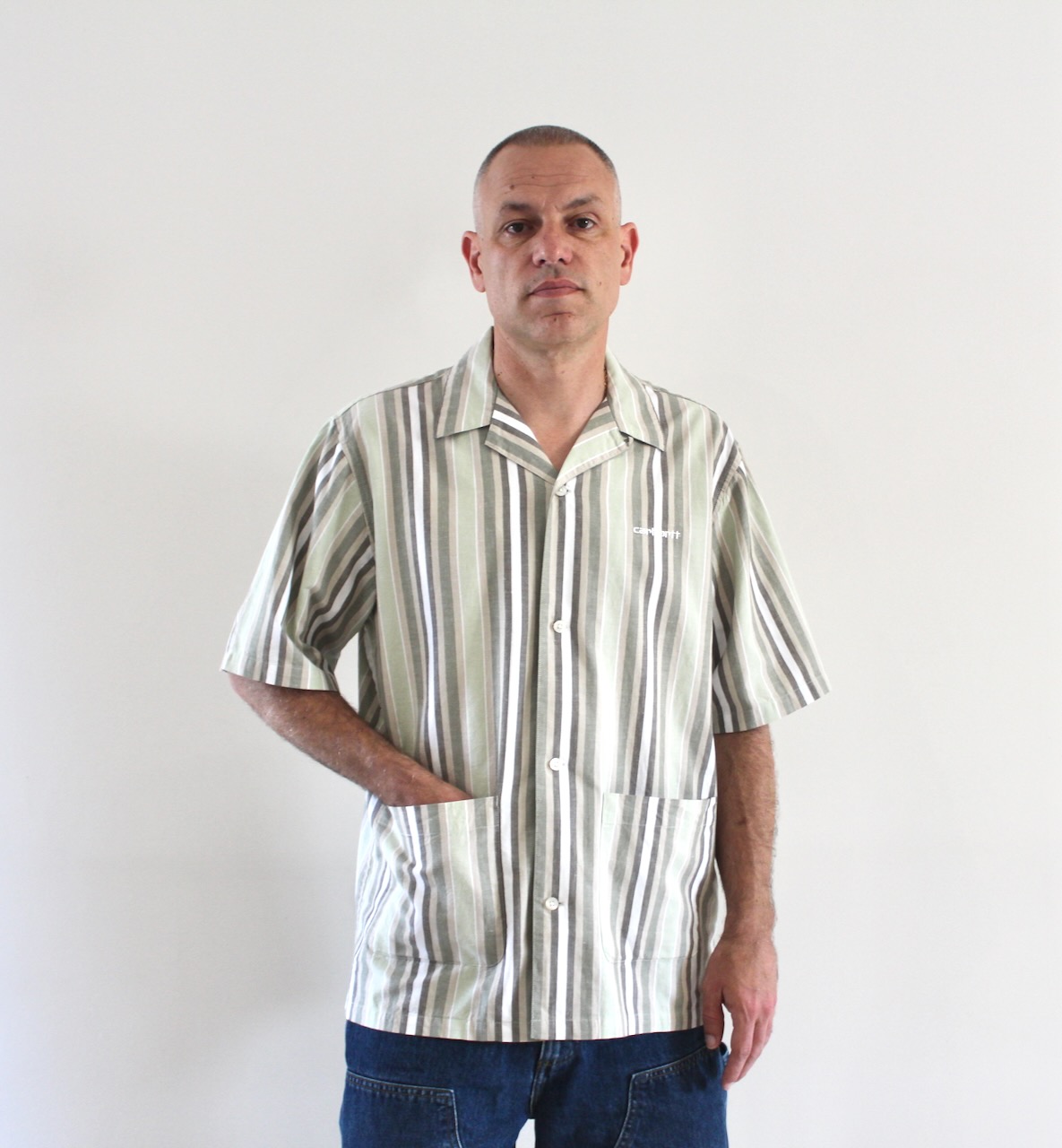 Carhartt Wip Folsey Shirt Stripe Pale Olive