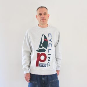 By Parra Sail Bike Crewneck Sweatshirt Heather Grey
