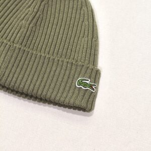 Lacoste Bonnet Côtelé Laine Olive