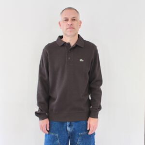 Lacoste Sweat Polo Côtelé Marron
