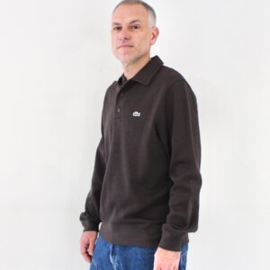 Lacoste Sweat Polo Côtelé Marron