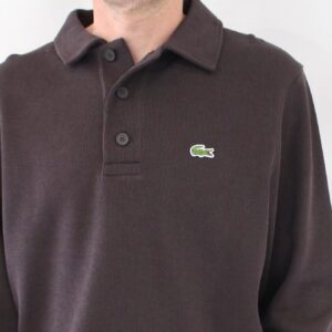 Lacoste Sweat Polo Côtelé Marron