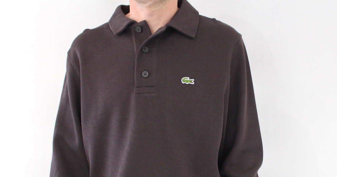 Lacoste Sweat Polo Côtelé Marron