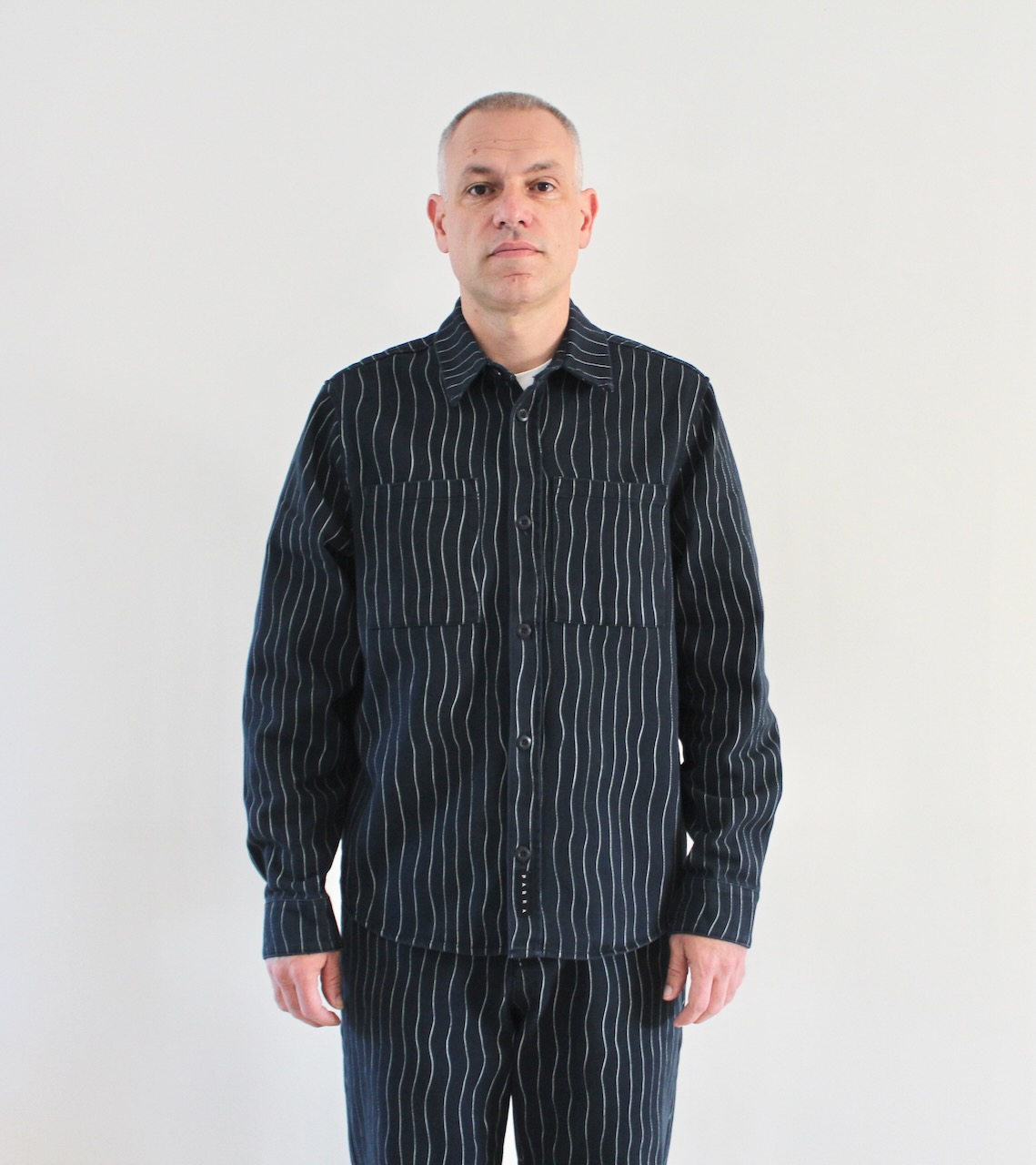 By Parra Meandering Lines Shirt Navy Blue