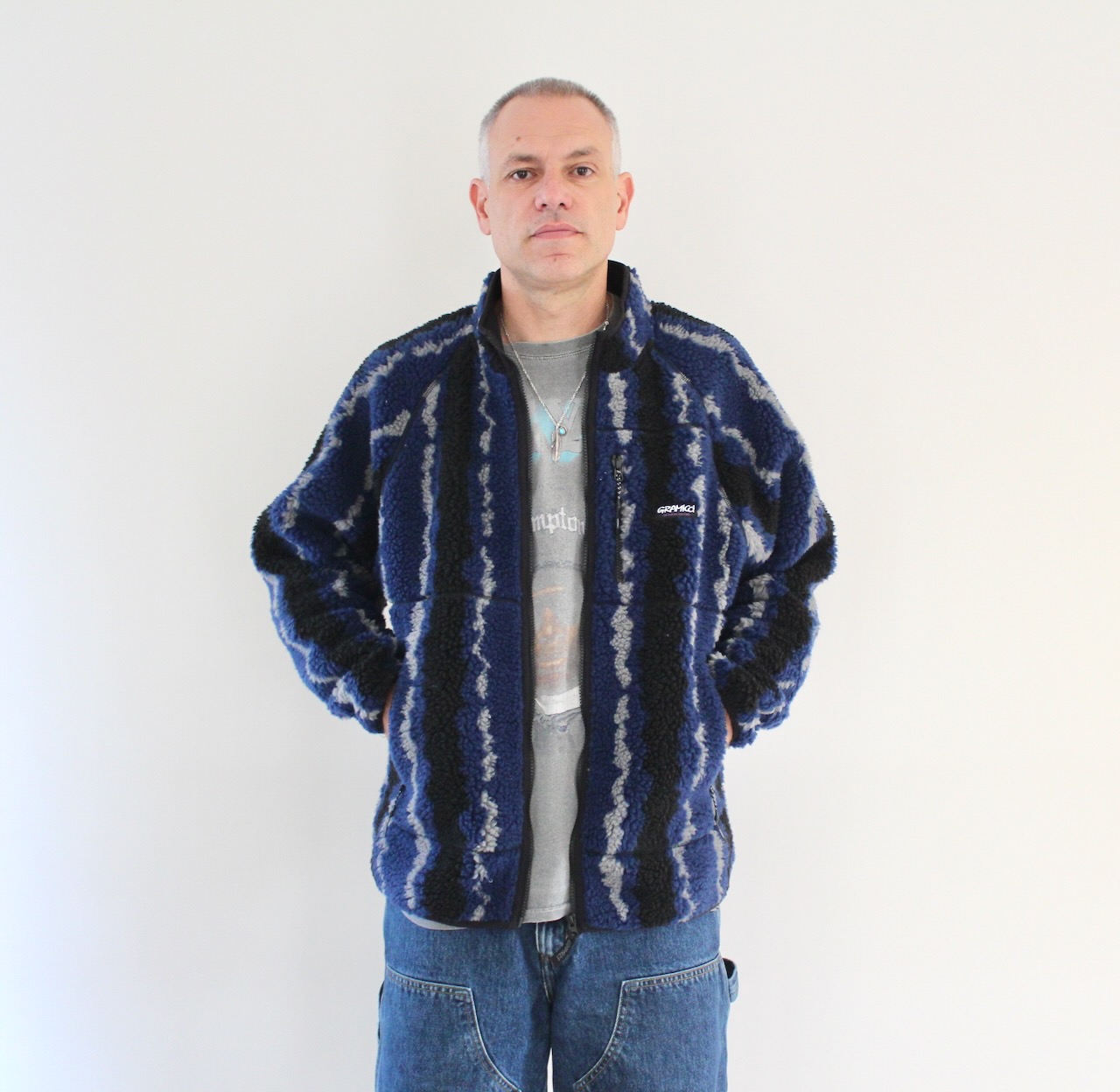 Gramicci Ripple Sherpa Jacket Navy Ripple