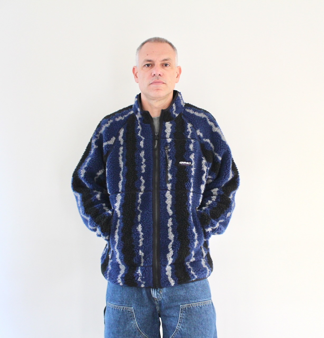 Gramicci Ripple Sherpa Jacket Navy Ripple
