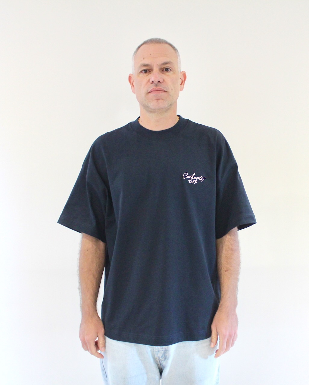 Carhartt Wip Signature Script T-shirt Deep Night Glassy Pink