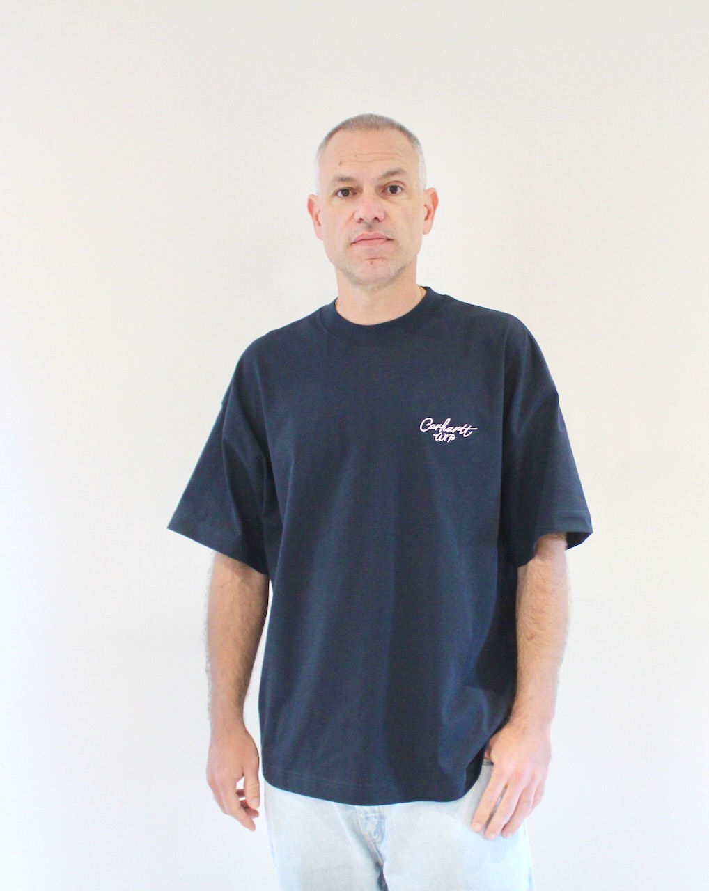 Carhartt Wip Signature Script T-shirt Deep Night Glassy Pink