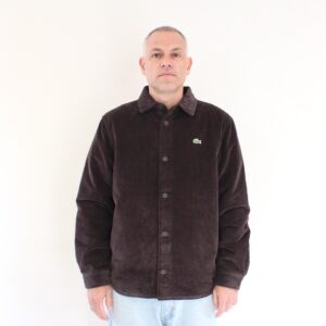 Lacoste Surchemise Oversize Velours Côtelé Marron