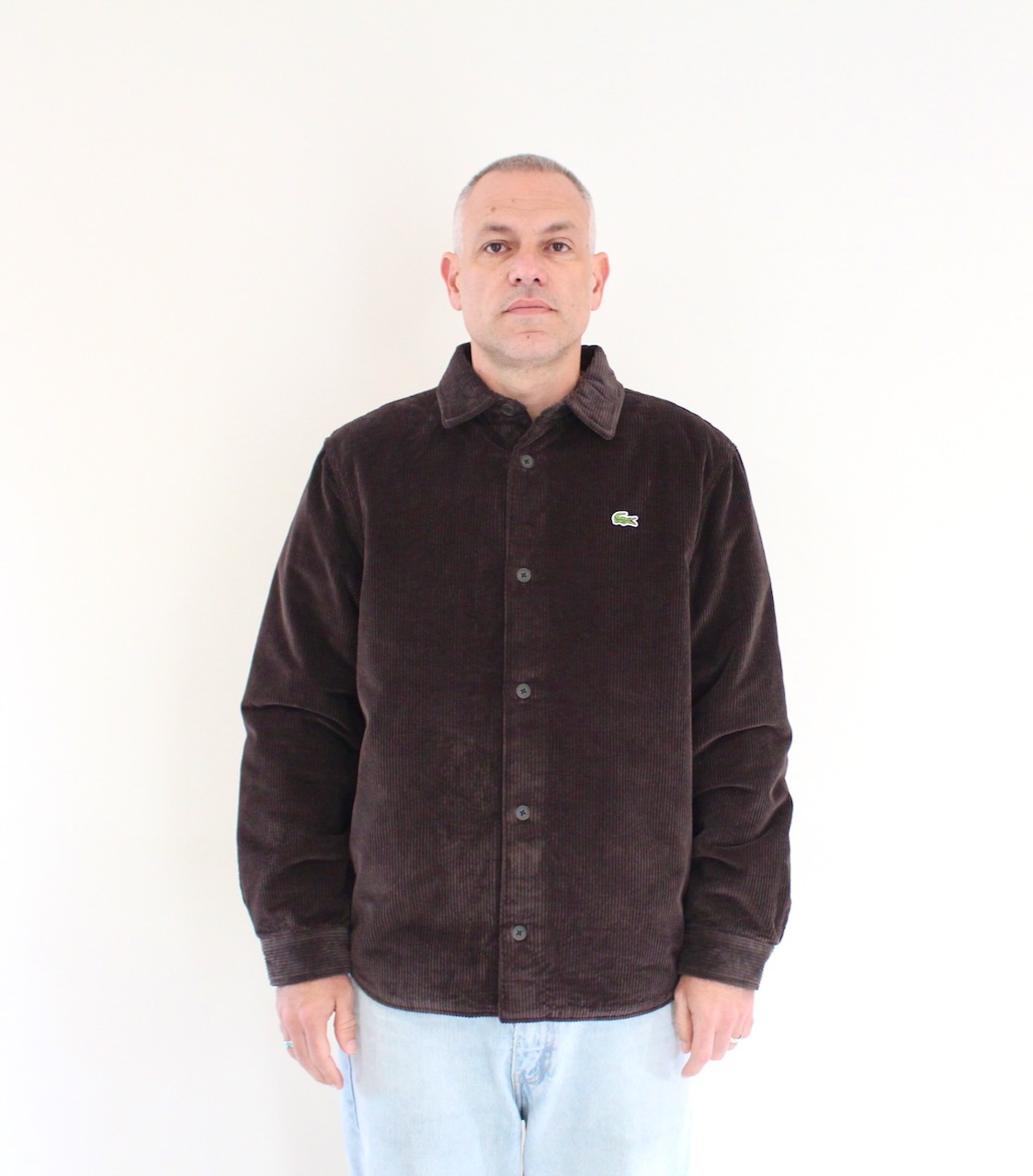 Lacoste Surchemise Oversize Velours Côtelé Marron