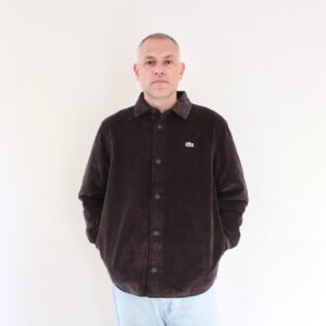 Lacoste Surchemise Oversize Velours Côtelé Marron