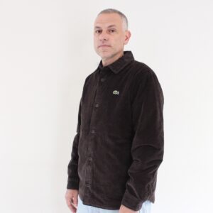 Lacoste Surchemise Oversize Velours Côtelé Marron