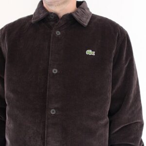 Lacoste Surchemise Oversize Velours Côtelé Marron