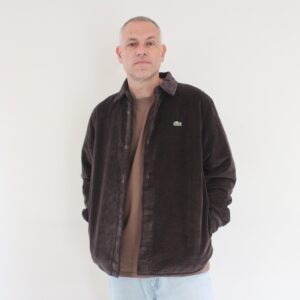 Lacoste Surchemise Oversize Velours Côtelé Marron