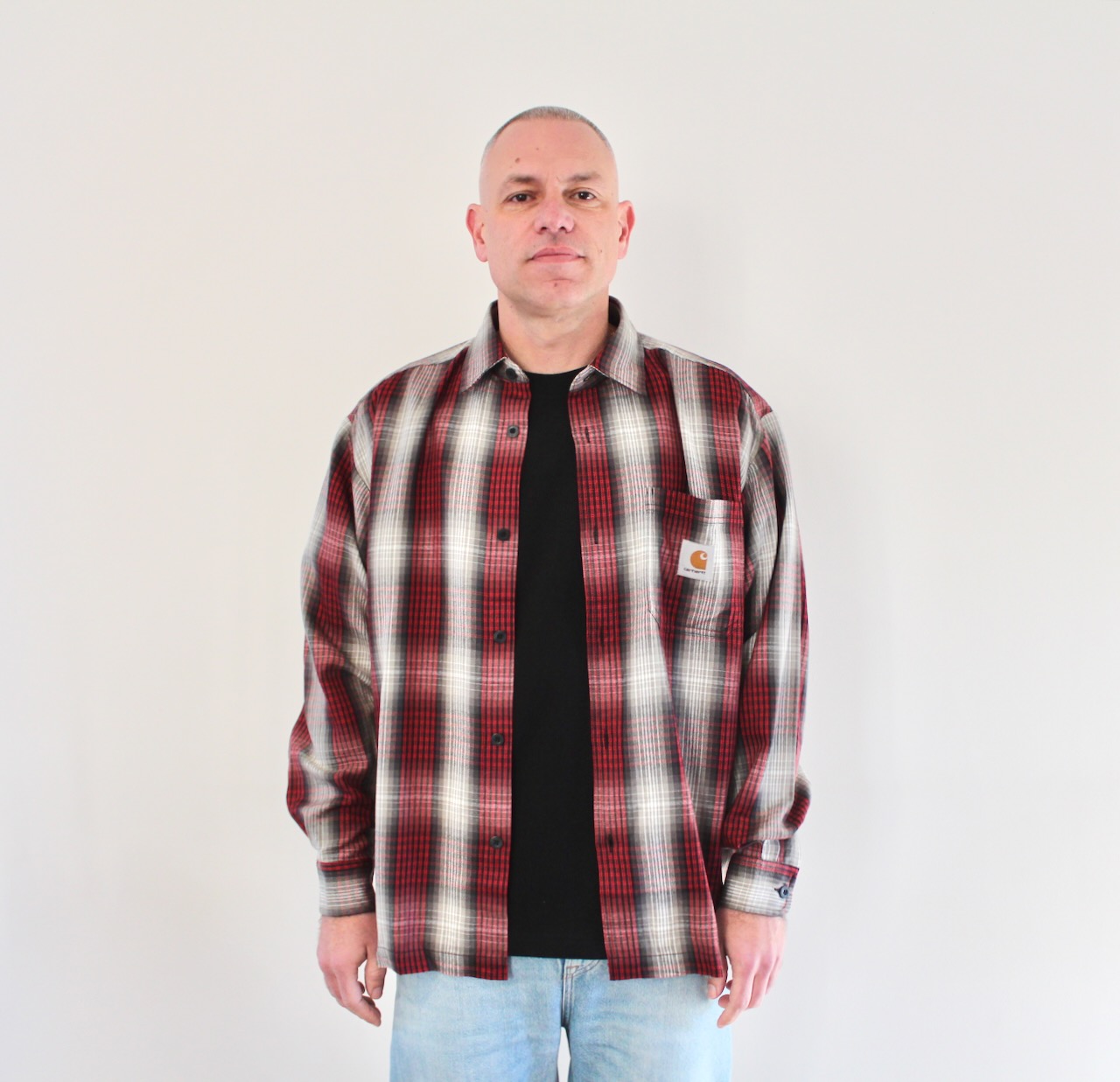 Carhartt Wip Harlin Shirt Check LS Chili Pepper