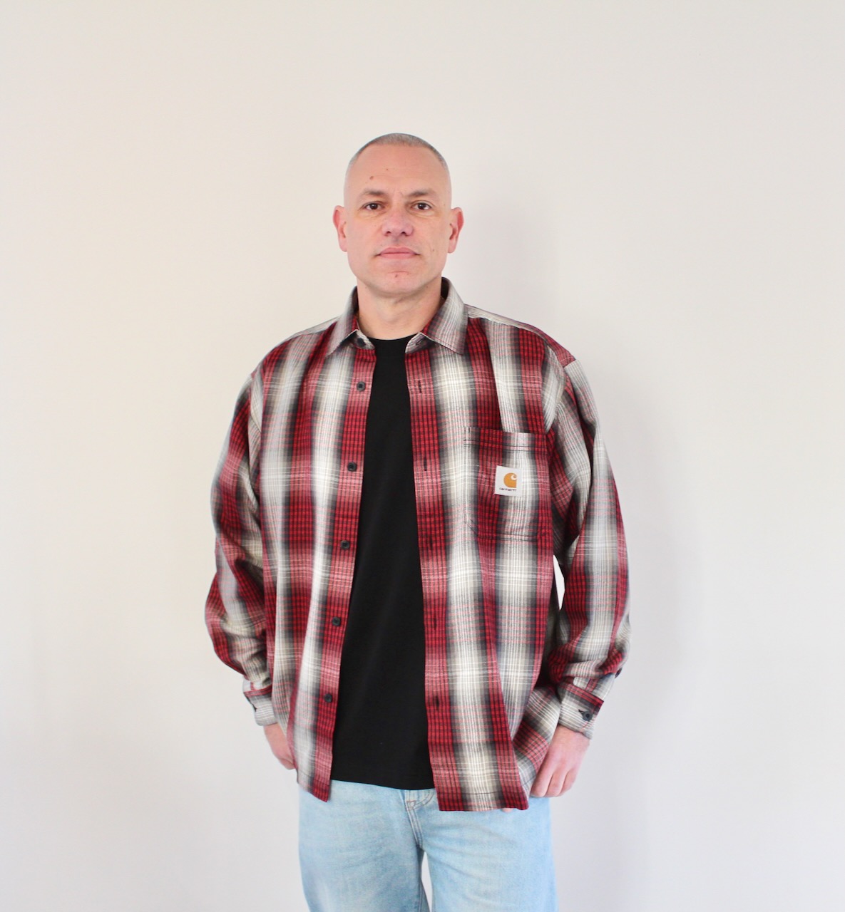 Carhartt Wip Harlin Shirt Check LS Chili Pepper