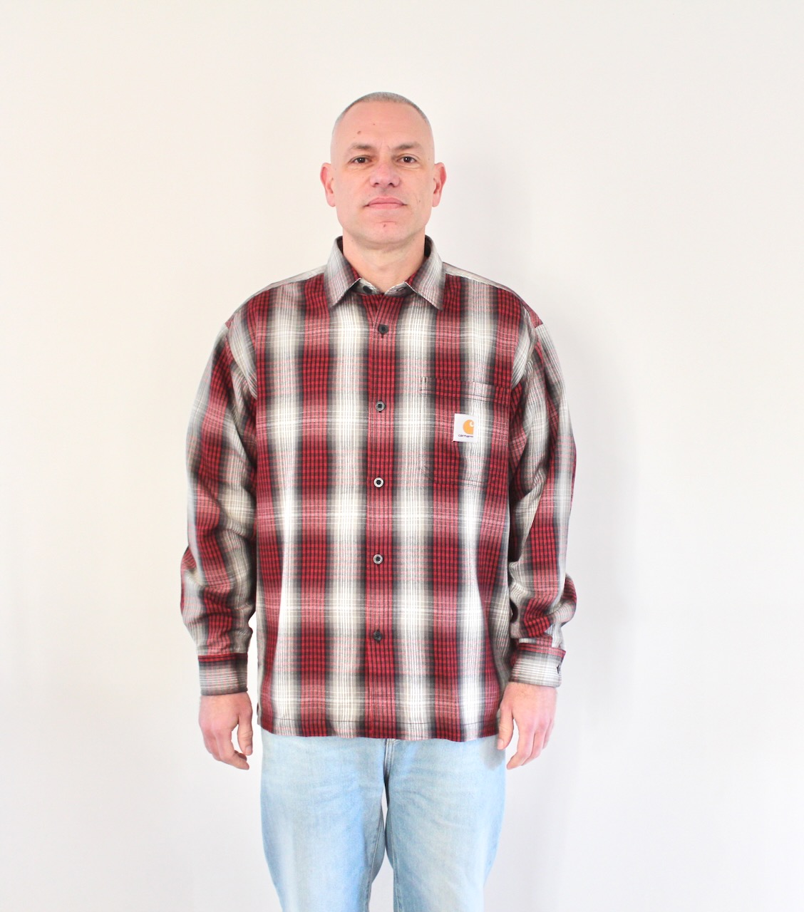 Carhartt Wip Harlin Shirt Check LS Chili Pepper
