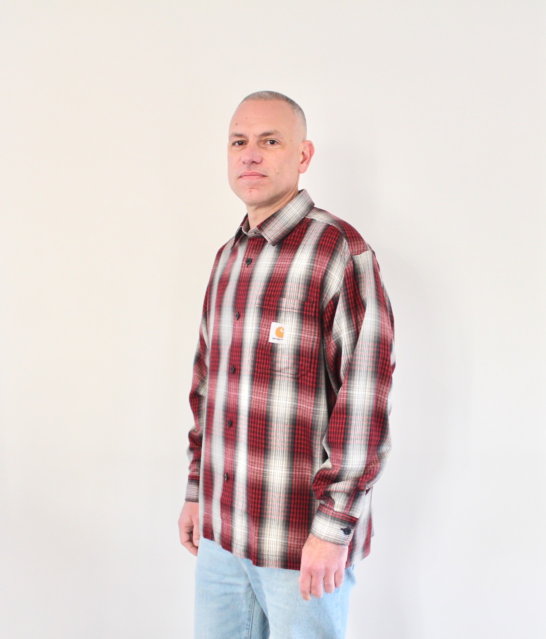 Carhartt Wip Harlin Shirt Check LS Chili Pepper