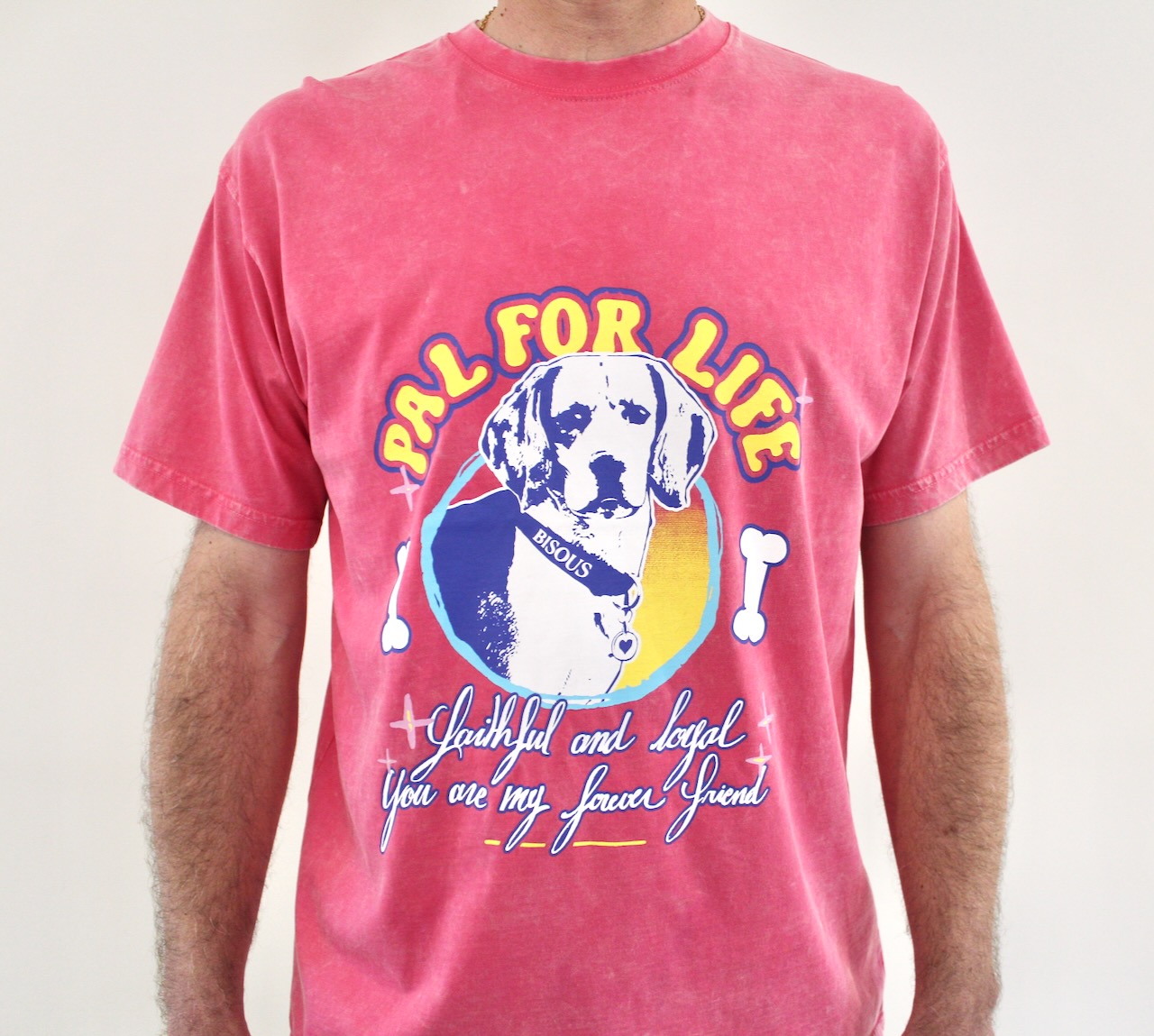 Bisous Tshirt Pal 4 Life Washed Pink