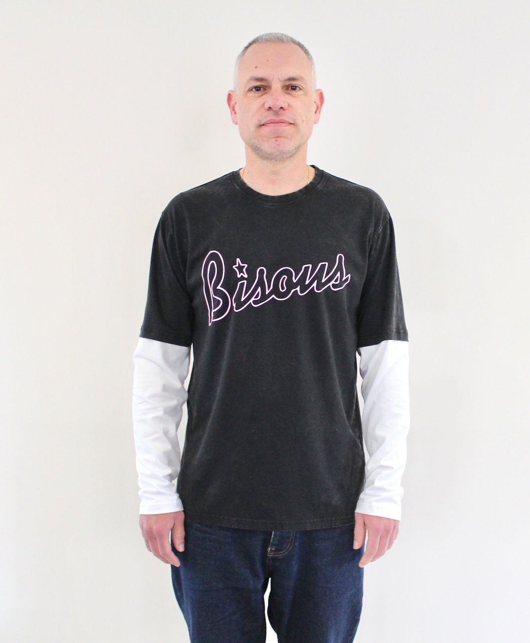 Bisous Tshirt LS Lounge Black Washed