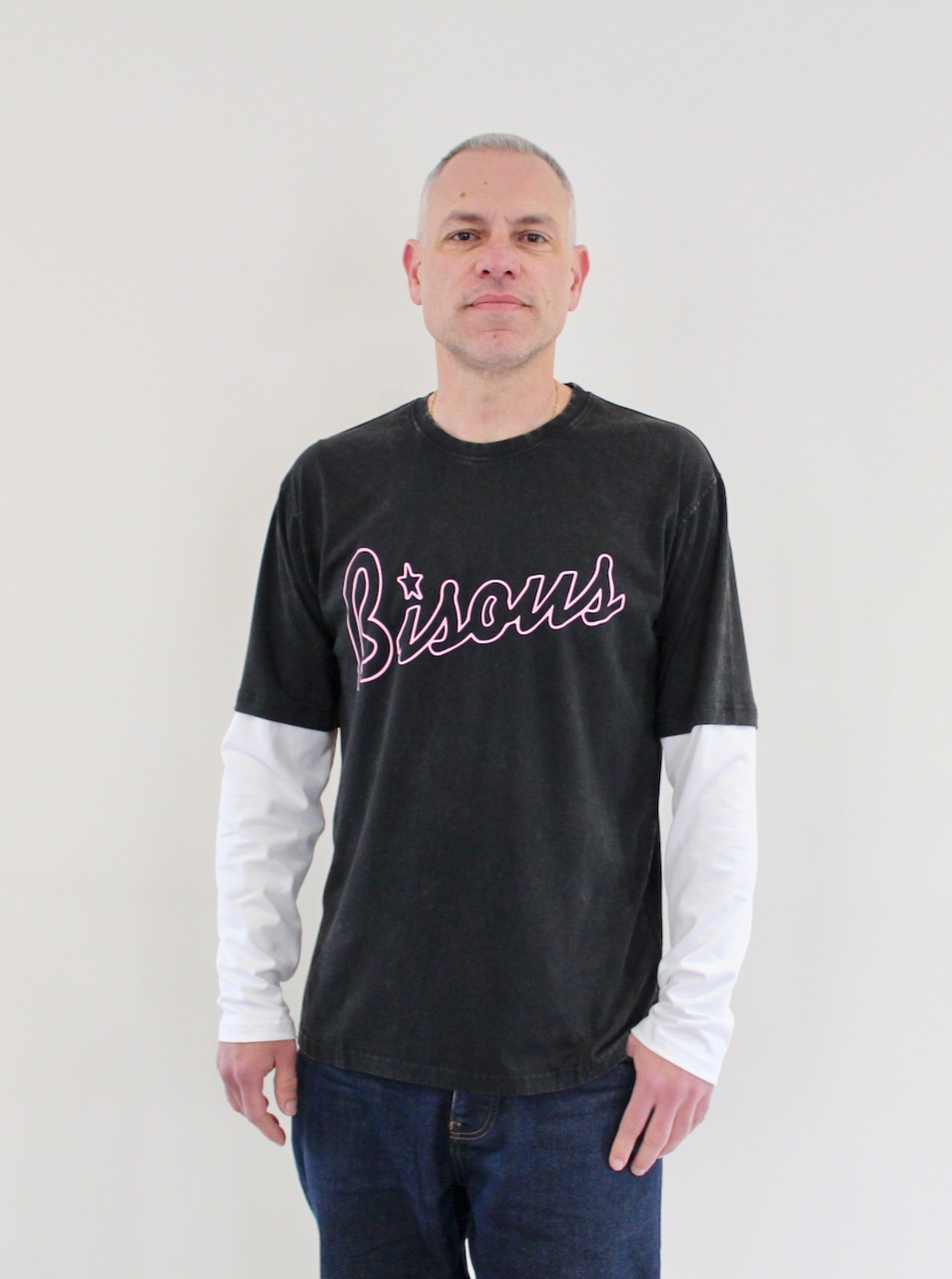 Bisous Tshirt LS Lounge Black Washed