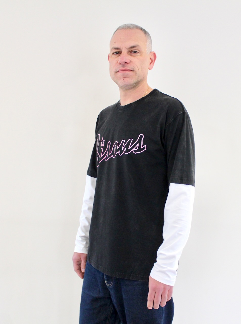 Bisous Tshirt LS Lounge Black Washed