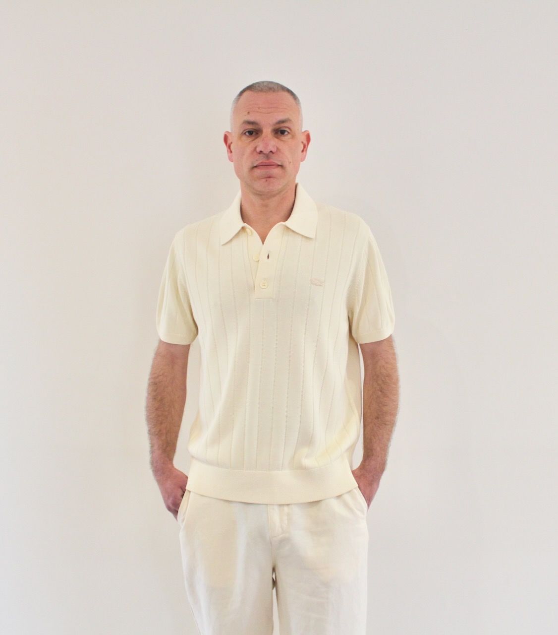 Lacoste Pull Col Polo Manches Courtes Beige