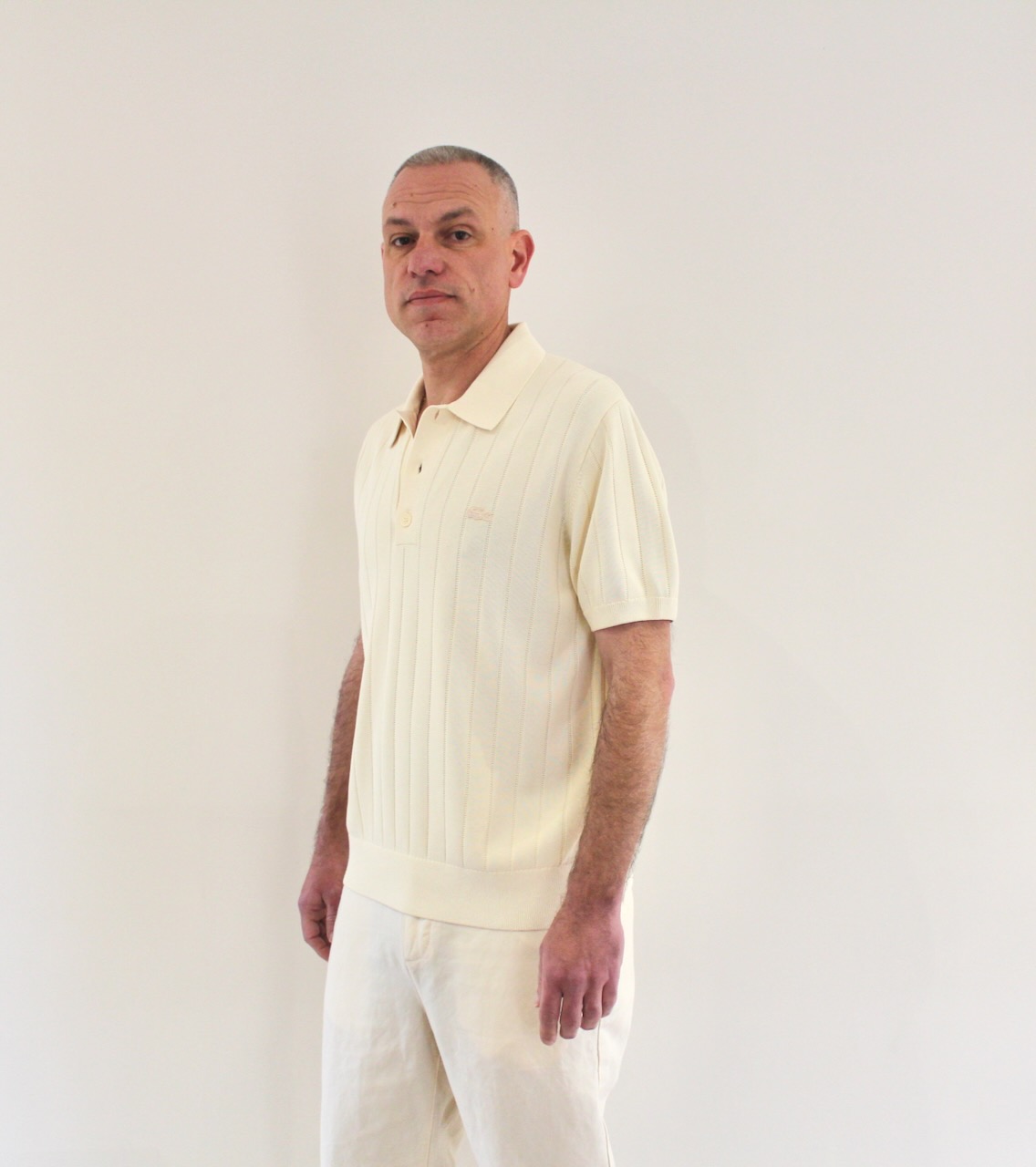 Lacoste Pull Col Polo Manches Courtes Beige