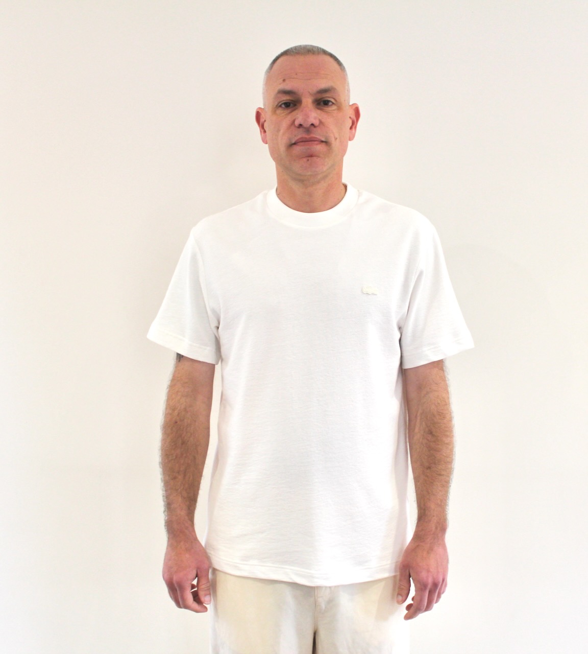 Lacoste Tshirt Texturé Blanc Cassé