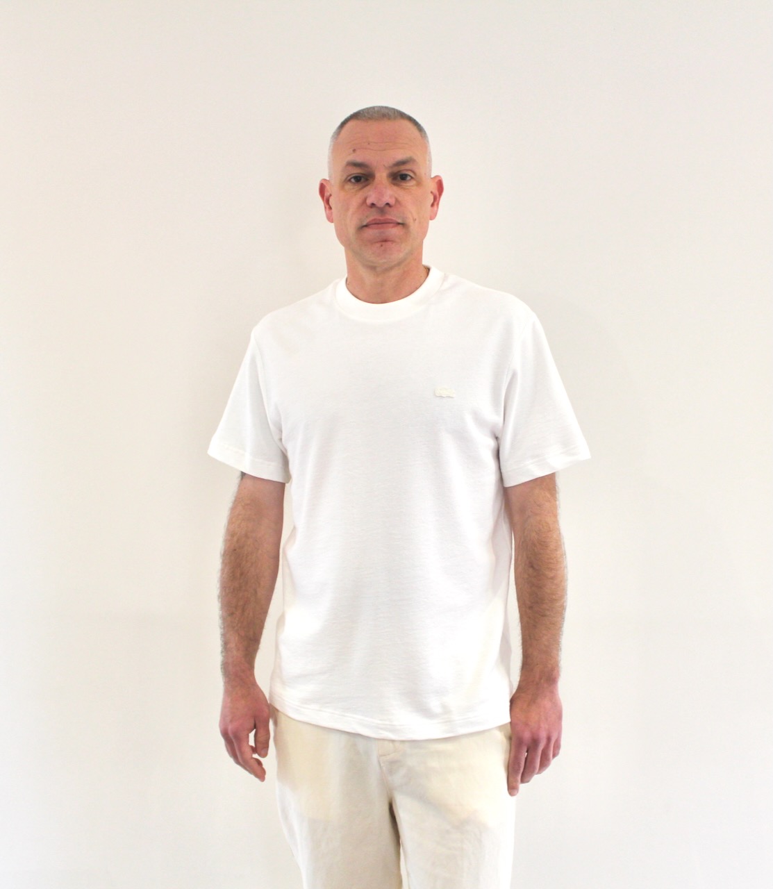 Lacoste Tshirt Texturé Blanc Cassé