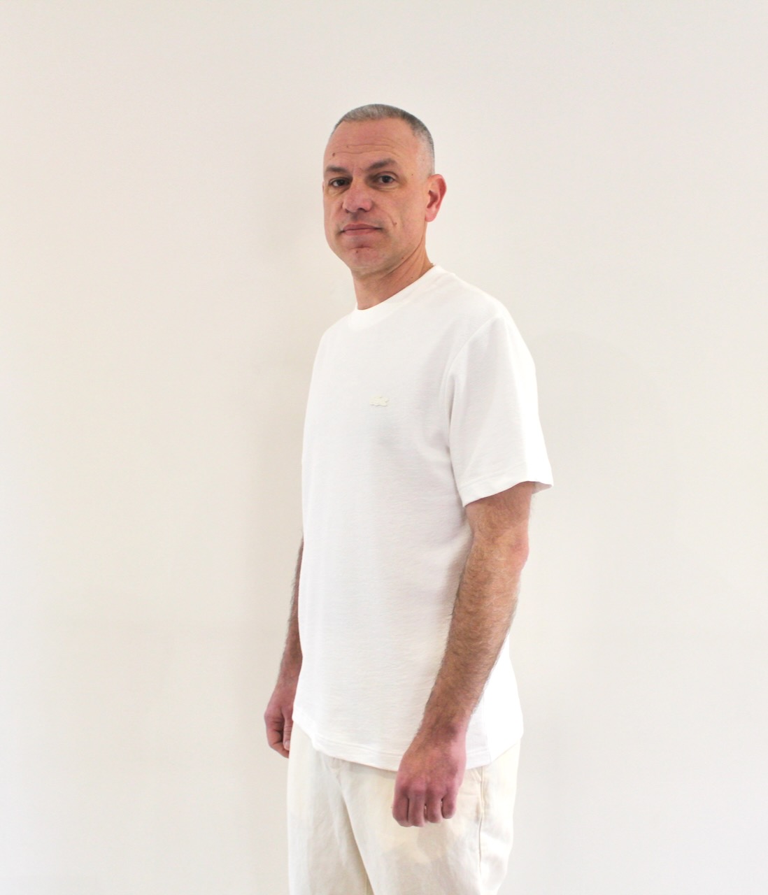 Lacoste Tshirt Texturé Blanc Cassé