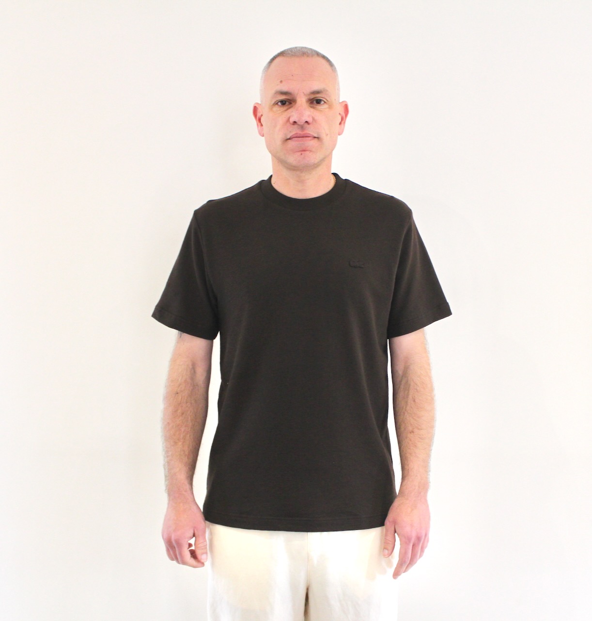 Lacoste Tshirt Texturé Marron Cacao