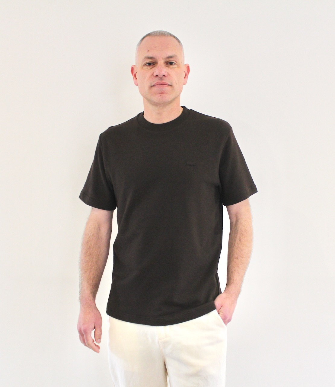 Lacoste Tshirt Texturé Marron Cacao