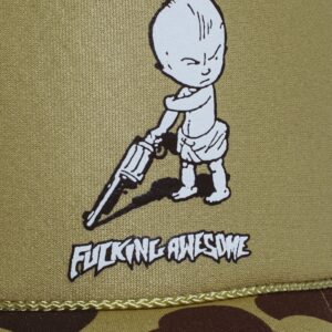 Fucking Awesome Gun Baby Soft Foam Trucker Hat Tan Camo
