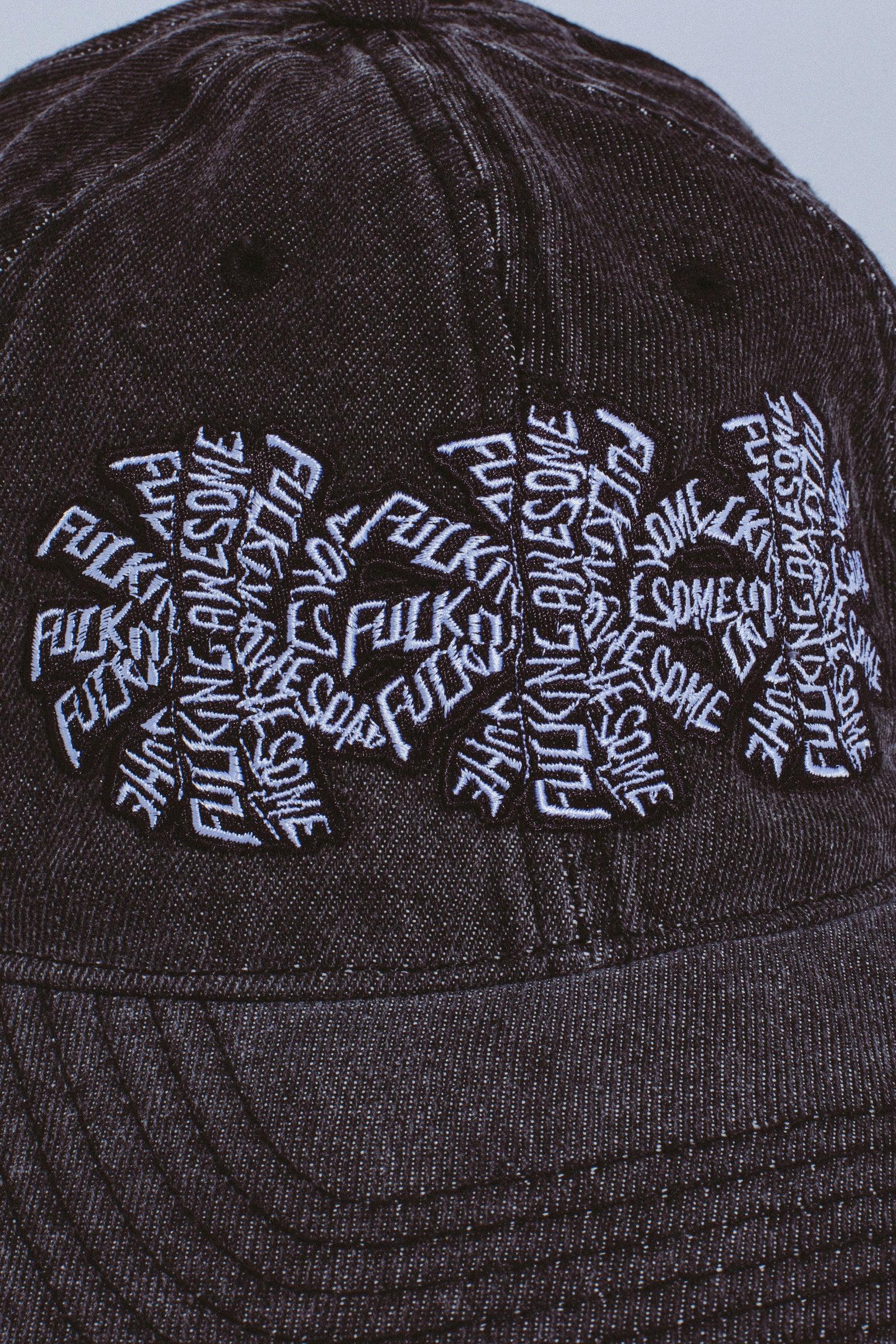 Fucking Awesome 3 Spiral Washed Denim 6 Panel Hat Black Washed