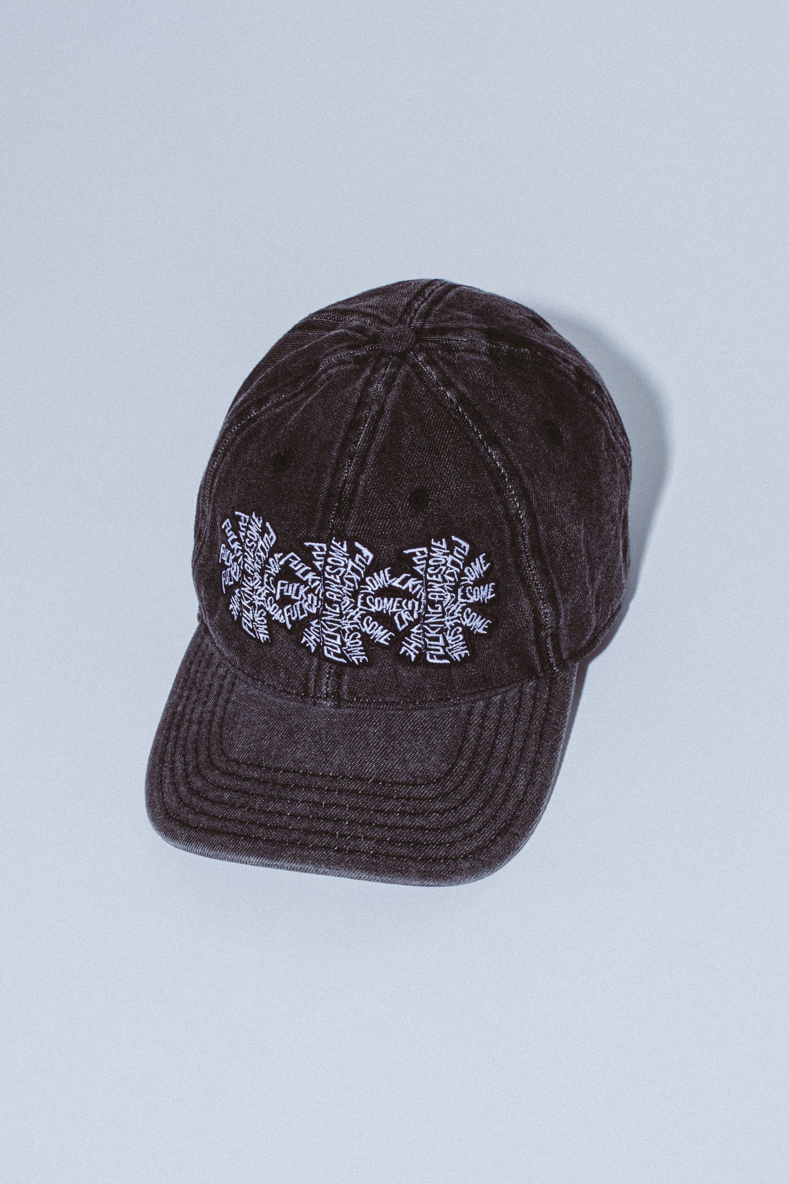 Fucking Awesome 3 Spiral Washed Denim 6 Panel Hat Black Washed