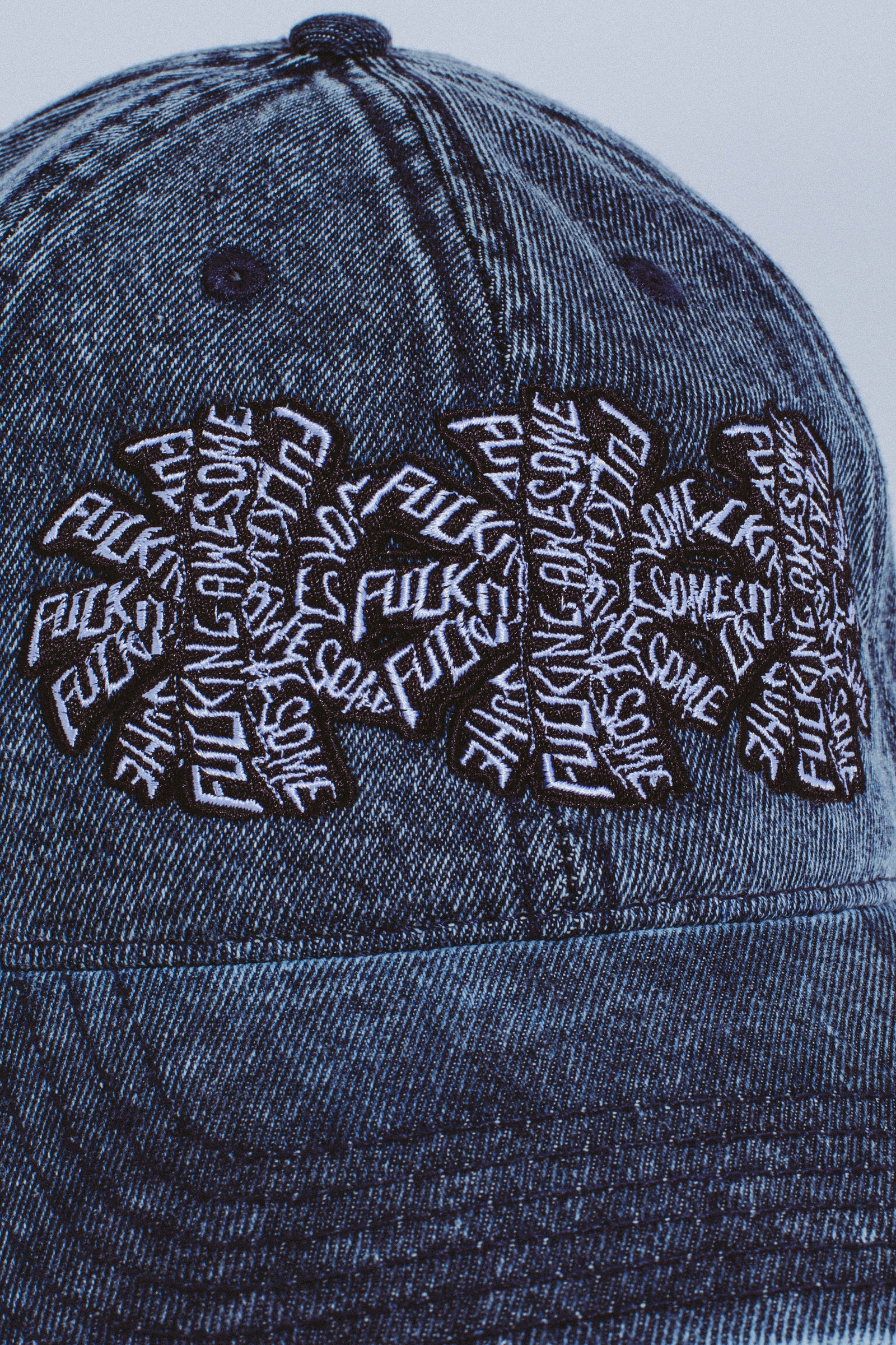 Fucking Awesome 3 Spiral Washed Denim 6 Panel Hat Blue