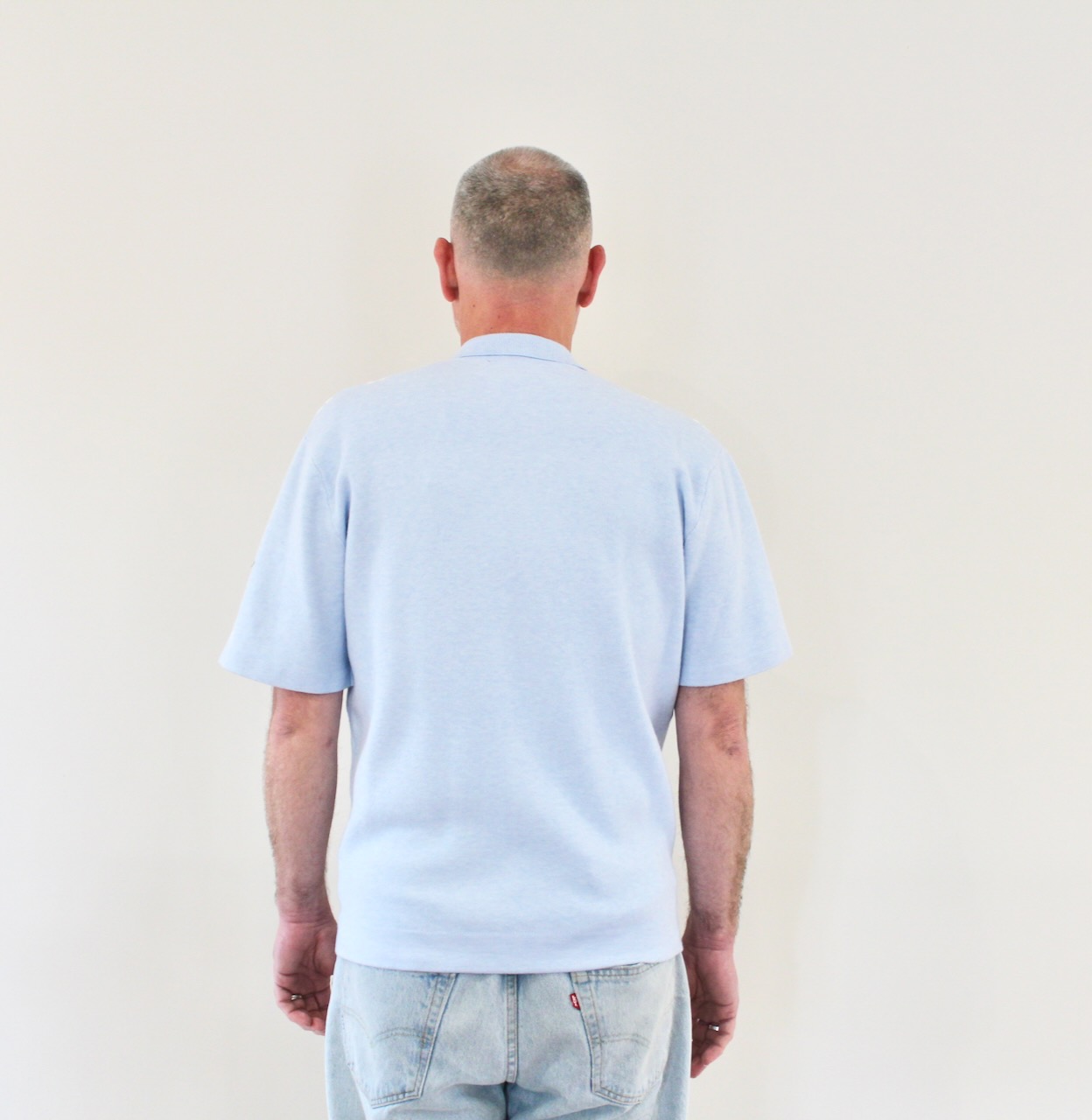 Hélas Aldo Knit Full Zip Polo Light Blue