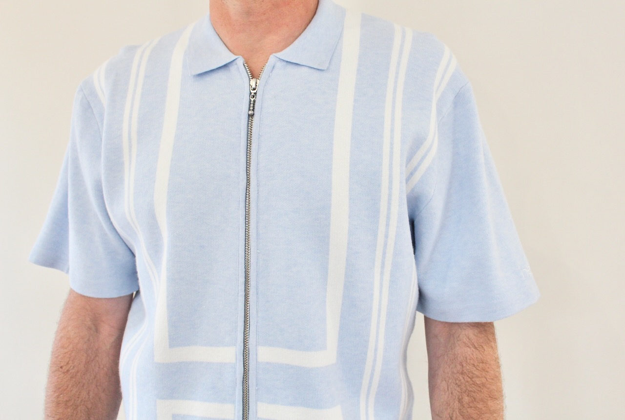 Hélas Aldo Knit Full Zip Polo Light Blue