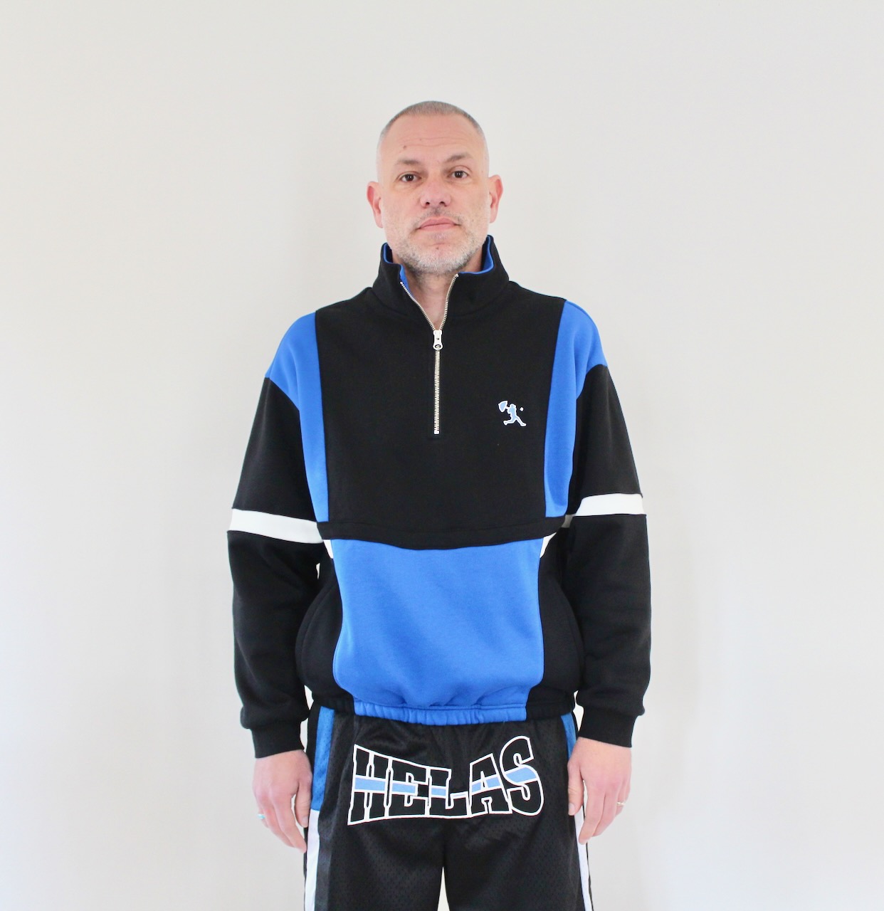 Hélas Hoop Quarter Zip Crewneck Blue Black