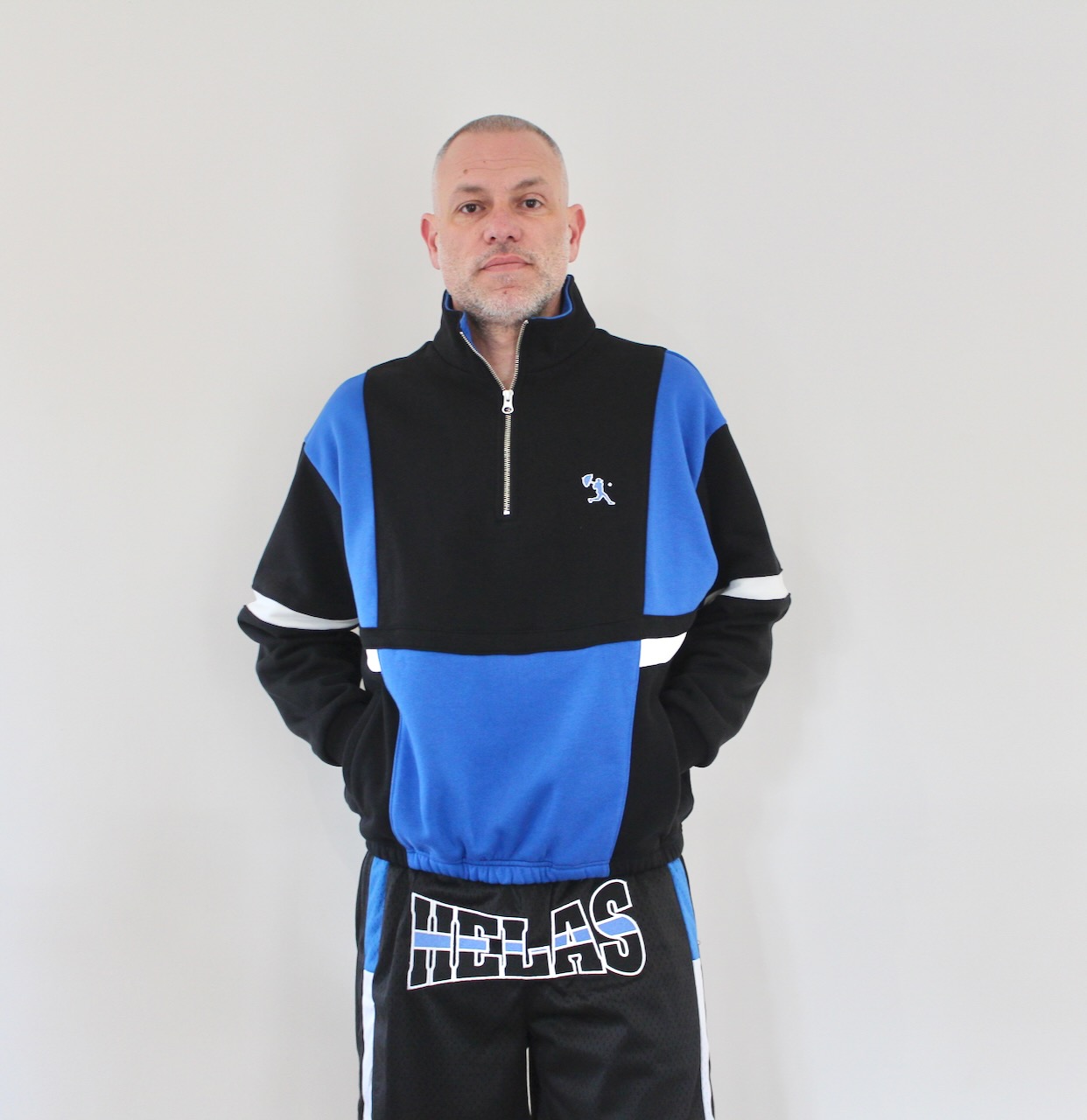 Hélas Hoop Quarter Zip Crewneck Blue Black