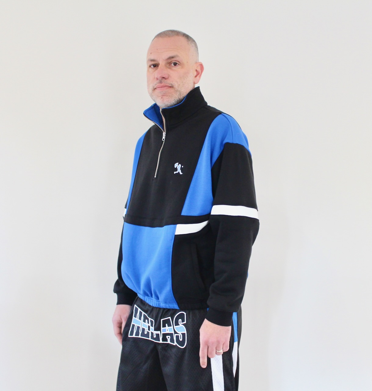 Hélas Hoop Quarter Zip Crewneck Blue Black