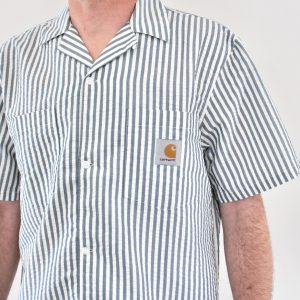 Carhartt Wip S/S Leavel Shirt Leavel Stripe Blue River