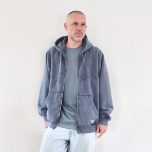 By Parra No Fade Away Zip Hooded Sweatshirt Washed Dark Grey
