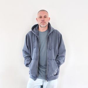 By Parra No Fade Away Zip Hooded Sweatshirt Washed Dark Grey